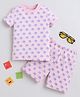 BABY NATION Cotton Knit Half Sleeves Unicorn Printed Coordinating Tee & Shorts Set - Baby Pink