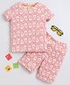 BABY NATION Cotton Knit Half Sleeves Floral Printed Coordinating Tee & Shorts Set - Baby Pink