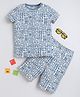 BABY NATION Cotton Knit Half Sleeves Tropical Theme Printed Coordinating Tee & Shorts Set - Blue
