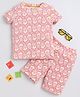 BABY NATION Cotton Knit Half Sleeves Floral Printed  Coordinating Tee & Shorts Set - Light Peach