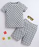BABY NATION Cotton Knit Half Sleeves Dog Printed  Coordinating Tee & Shorts Set - Charcoal Grey