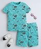BABY NATION Cotton Knit Half Sleeves Jungle & Animals Printed Coordinating Tee & Shorts Set - Green