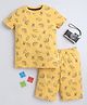 BABY NATION Cotton Knit Half Sleeves Dinosaur Printed Coordinating Tee & Shorts Set - Light Yellow