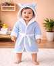 The little lookers Microfiber Knit Full Sleeves Solid Baby Hooded Bathrobe With Ear Applique - Blue