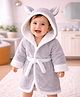 The little lookers Microfiber Knit Full Sleeves Solid Baby Hooded Bathrobe With Ear Applique - Grey