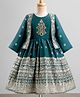 Enfance Woven Full Sleeves Sequin & Flower Embroidery Dress With Jacket - Bottle Green