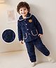 Mark & Mia Full Sleeves Winter Night Suit with Bear Patch & Pocket - Navy Blue