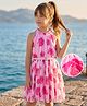 Hola Bonita Woven One Piece Dress Sleeveless Halter Neck Printed Knee Length Pink 9-10 Years