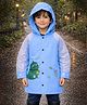 The little lookers Full Sleeves Dinosaur Printed Hooded Raincoat - Blue