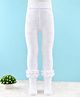 Mustang Cotton Knit Full Length Tights with Bow Cable Knit & Frill Details - White