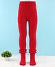Mustang Cotton Knit Full Length Tights With Frill And Bow Detailing - Red