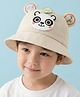Vritraz Cotton Woven Panda Applique Detailed Bucket Hat - Beige - Circumference - 52 - 56 Cm