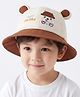 Vritraz Cotton Woven Bear Embroidered Bucket Hat - Brown - Circumference - 52-56 Cm