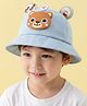 Vritraz Cotton Woven Bear Applique Detailed Bucket Hat - Blue - Circumference - 52-56 Cm