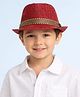 Vritraz Cotton Woven Strip Detailed Hat - Red - Circumference - 52-56 Cm