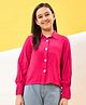 StyloBug Rayon Woven Full Sleeves Solid Shirt Style Top - Magenta