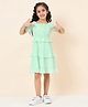 StyloBug Woven Half Puffed Sleeves Solid Dress - Green