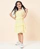 StyloBug Woven Half Puffed Sleeves Solid Dress - Yellow