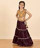 StyloBug Woven Sleeveless Abstract Printed & Lace Embellished Lehenga Choli Set  - Yellow