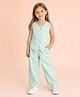 StyloBug Cotton Woven Sleeveless Solid Coordinating Top & Pant Set - Green