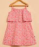 StyloBug Cotton Woven Sleeveless Floral Printed Dress - Pink