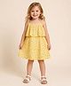 StyloBug Cotton Woven Sleeveless Floral Printed Dress - Yellow