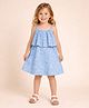 StyloBug Cotton Woven Sleeveless Floral Printed Dress - Blue