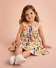 StyloBug Cotton Woven Sleeveless Fruits Printed Dress - Multi Colour