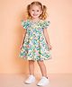 StyloBug Woven Cotton Woven Cap Sleeves Floral Printed Dress - Multi Colour