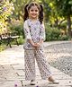 The Magic Wand Cotton Woven Three Fourth Sleeves Floral Printed Lace Embellished Kurti & Pants Set - Cream