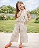 The Magic Wand Woven Sleeveless Striped Coordinating Top & Pant Set - Beige