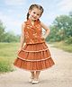 The Magic Wand Cotton Woven Sleeveless Floral Printed Top & Skirt Set - Rust