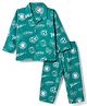 Babyhug Cotton Knit Full Sleeves Sports Theme & Text Printed Co-Ords Shirt & Pyjama Night Suit - Green