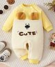 Mark & Mia Cotton Full Sleeves Winter Wear Romper With Bunny Ear Applique & Text Print - Yellow