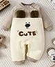 Mark & Mia Cotton Full Sleeves Winter Wear Romper With Bunny Ear Applique & Text Print - Brown
