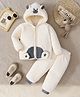 Mark & Mia Full Sleeve Winter Wear Tee & Pants Set with Bear Applique - Off White