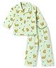Babyhug Cotton Knit Full Sleeves Shirt & Pyjama Co-Ord Night Suit With Star & Cub Print - Green