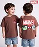Bonfino Marvel Interlock Knit Half Sleeves T-Shirt with Front & Back Avengers Print - Brown