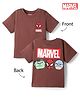 Bonfino Marvel Interlock Knit Half Sleeves T-Shirt with Front & Back Avengers Print - Brown