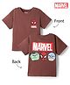 Bonfino Marvel Interlock Knit Half Sleeves T-Shirt with Front & Back Avengers Print - Brown