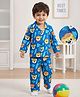 Babyhug Cotton Woven Full Sleeves Front Open Co-Ords Cub Face Printed Shirt & Pajama Night Suit - Navy