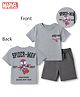Bonfino Marvel Interlock Knit Half Sleeves T-shirt and Shorts With Front and Back Spider-man Graphic - Grey