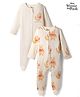 Bonfino Disney 100% Cotton Interlock Knit Full Sleeves Sleep Suits with Winnie the Pooh Print Pack of 2 - Off White