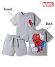 Bonfino Marvel 100% Cotton Knit Half Sleeves T-Shirt & Shorts Set With Front & Back Spider Man Graphic - Silver