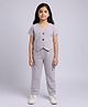 M'andy Waffle Knit Half Sleeves Textured Top & Pants - Grey