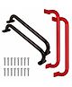 REZNOR 19-inch Long Metal Playground Handles for Safe and Sturdy Backyard Monkey Bars, Black/Red, Pack of 4