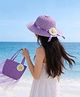 Babymoon Floral Applique Detailed Sun Hat With Purse - Purple - Circumference - 52 Cms