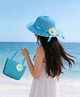 Babymoon Floral Applique Detailed Sun Hat With Purse - Blue - Circumference - 52 Cms