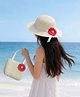 Babymoon Floral Applique Detailed Sun Hat With Purse - White - Circumference - 52 Cms