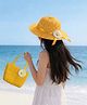 Babymoon Floral Applique Detailed Sun Hat With Purse - Yellow - Circumference - 52 Cms